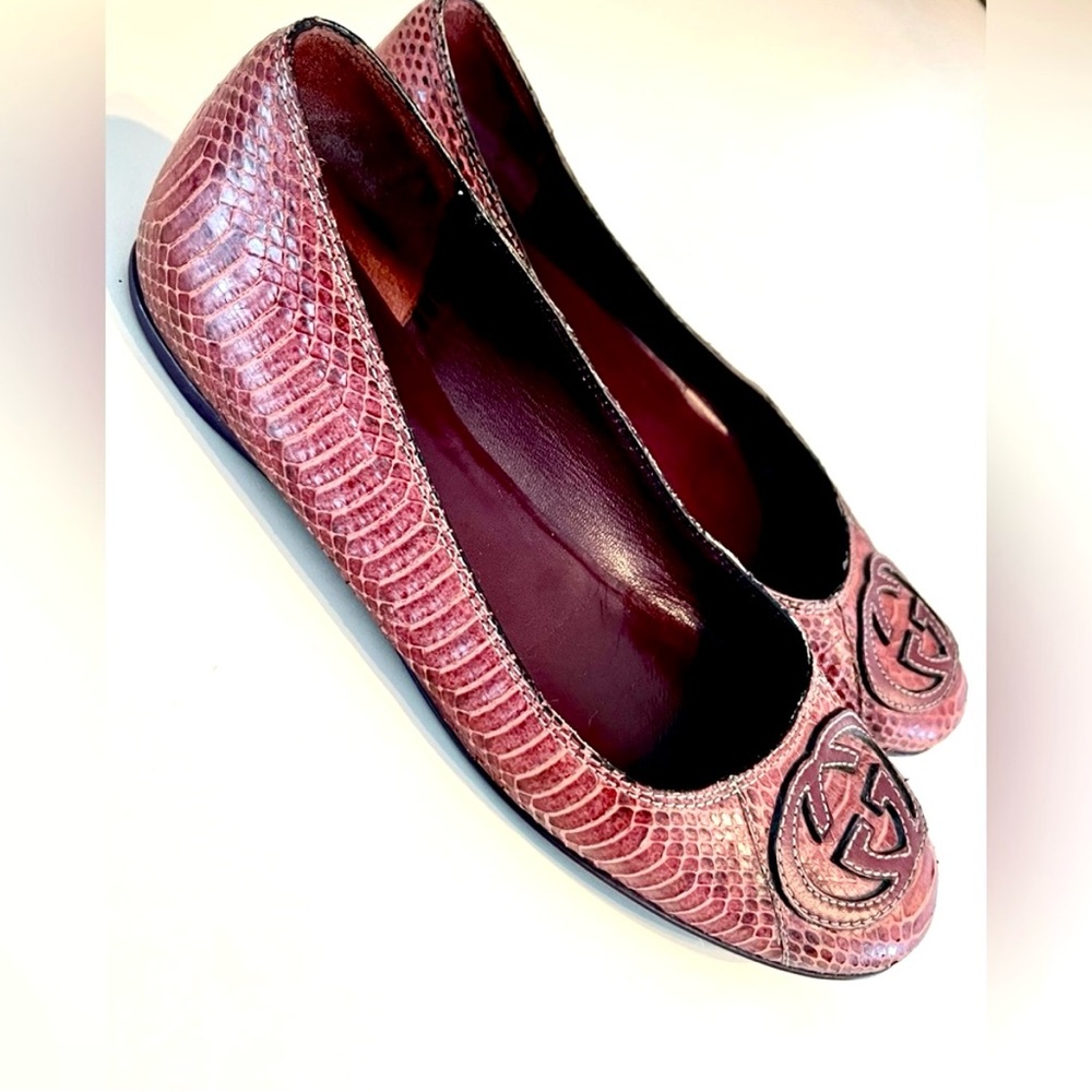 Authentic Gucci Python Ballet Logo Loafers - Picture 3 of 16